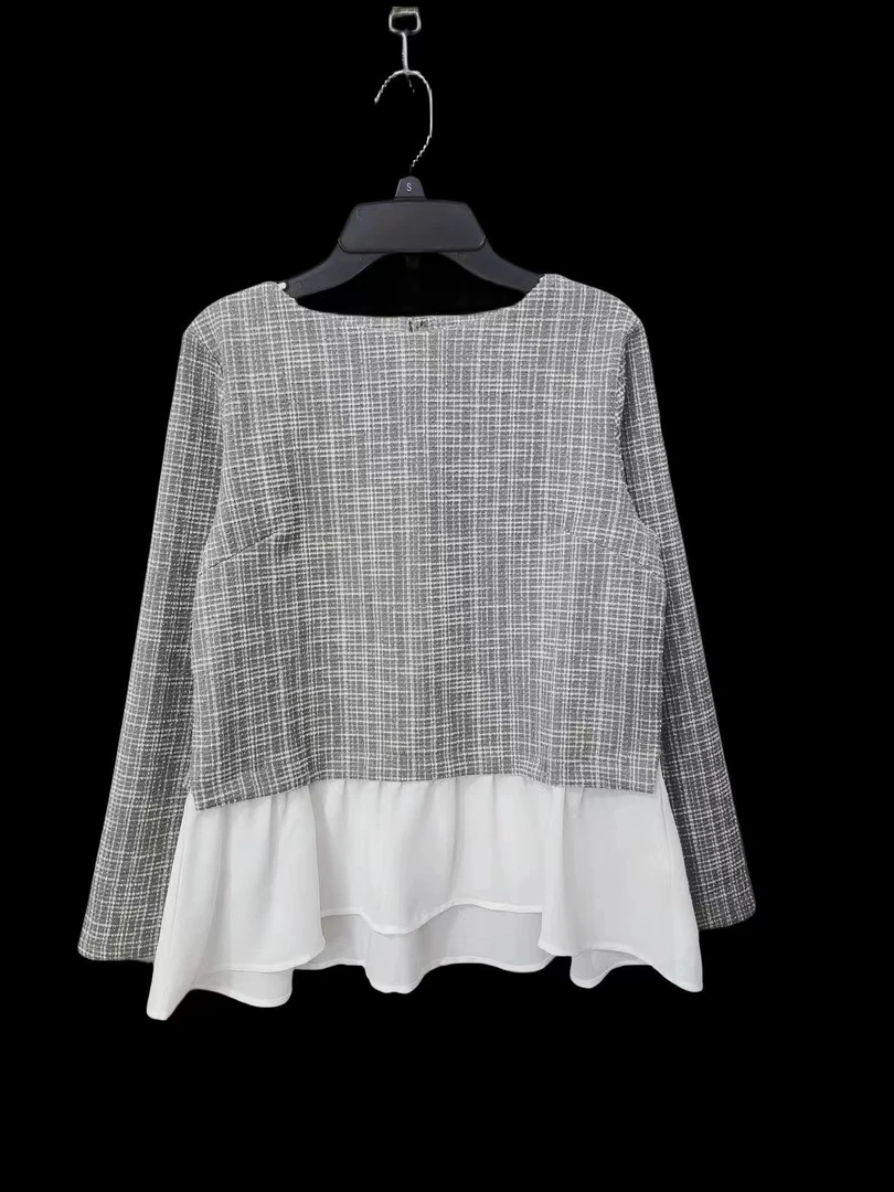 A249    女士套头拼接小香风上衣