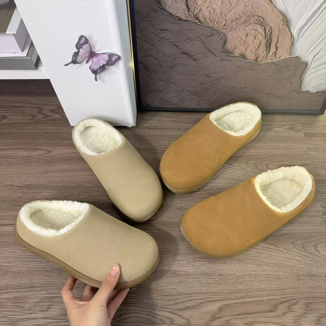 包头毛毛拖鞋女秋冬外穿百搭2024新款保暖休闲博肯半拖