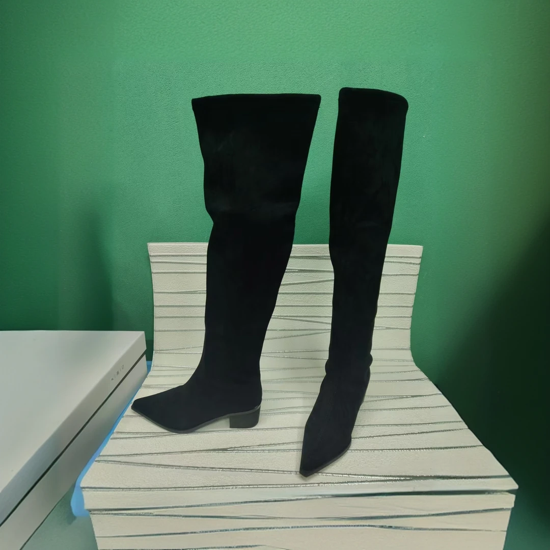 冬季弹力时尚女鞋百塔磨砂皮