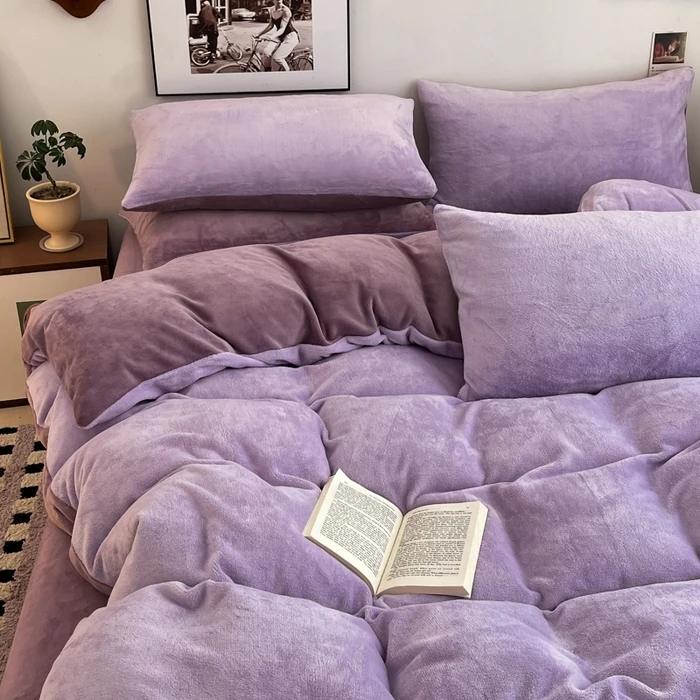 【立体蝴蝶/紫色】【特厚绣花款A+牛奶绒四件套/以直播为准】2*2.3米