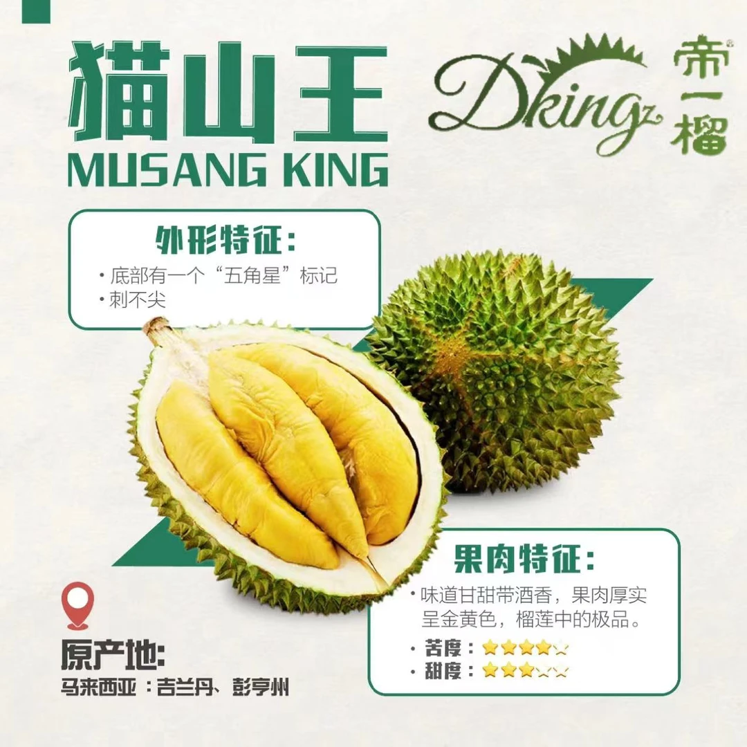 帝一榴AA果！！一物一拍链接液氮榴莲冷链猫山王榴莲D197马来西亚