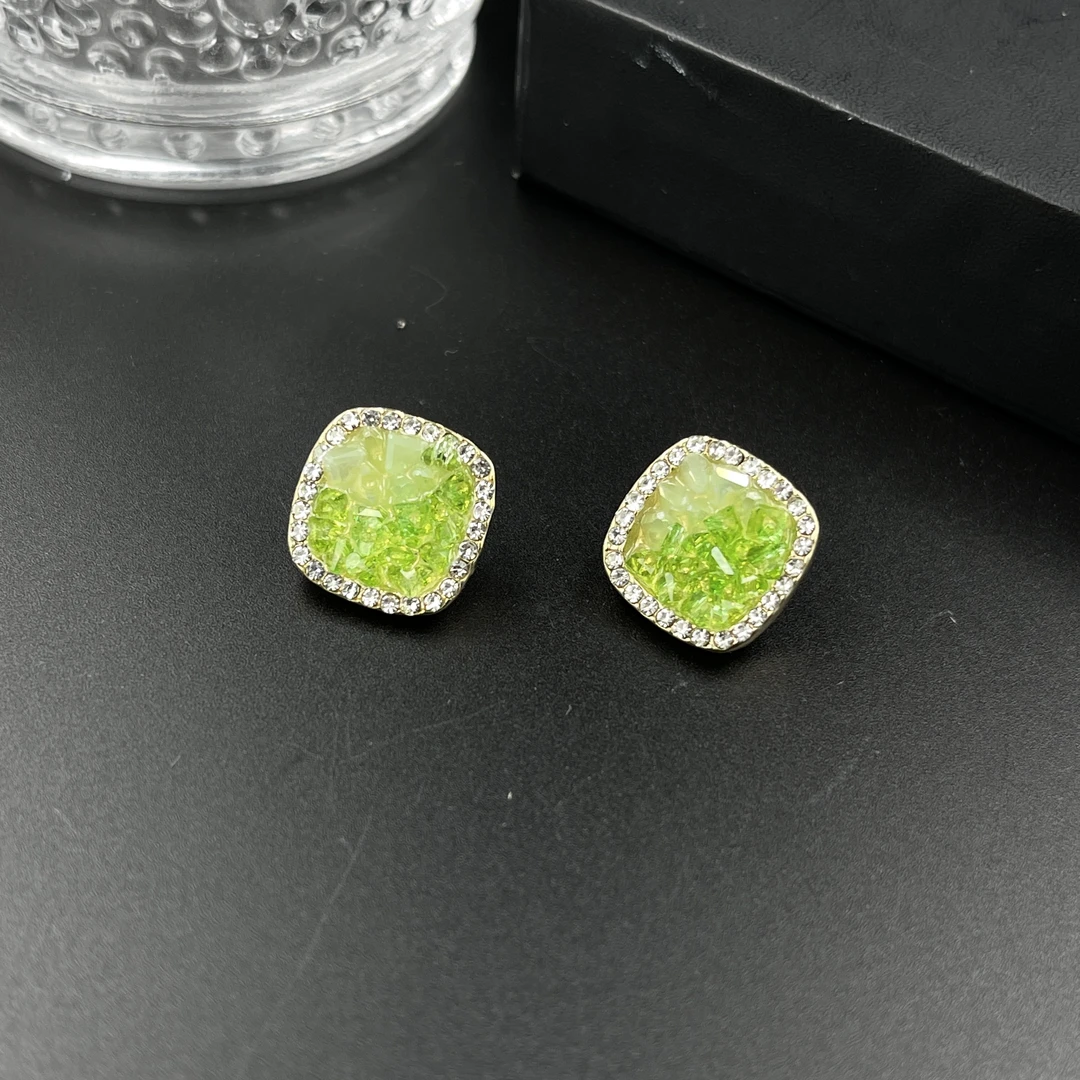 铜合金耳饰  D0919 气质轻奢时尚百搭绿色小众简约彩色耳钉