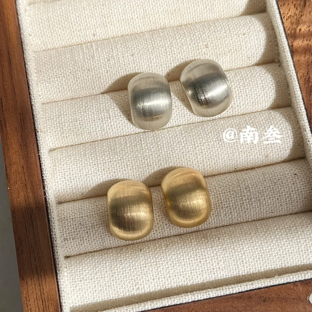 铜合金耳饰 东大门同款复古拉丝耳钉c形简约时尚网红耳环饰品女