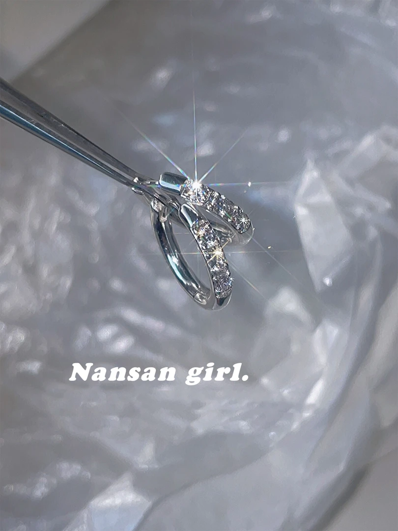 足银耳饰 耳环女养耳洞睡觉不用摘耳钉小众设计感高级锆石耳扣