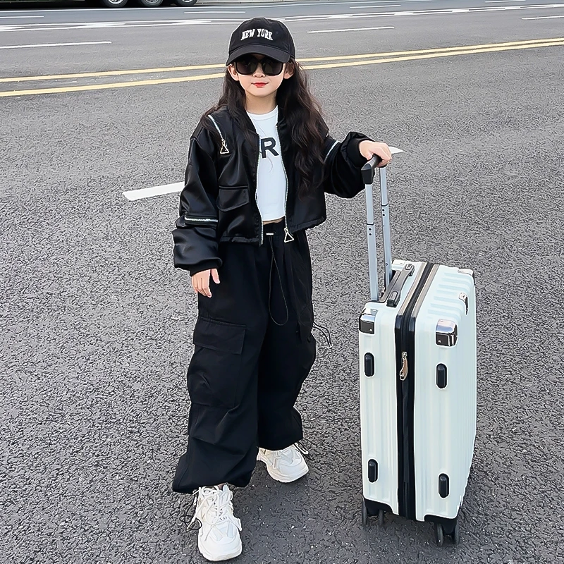 女童春装外套洋气时髦短款上衣2024秋季新款宽松休闲女孩网红夹克