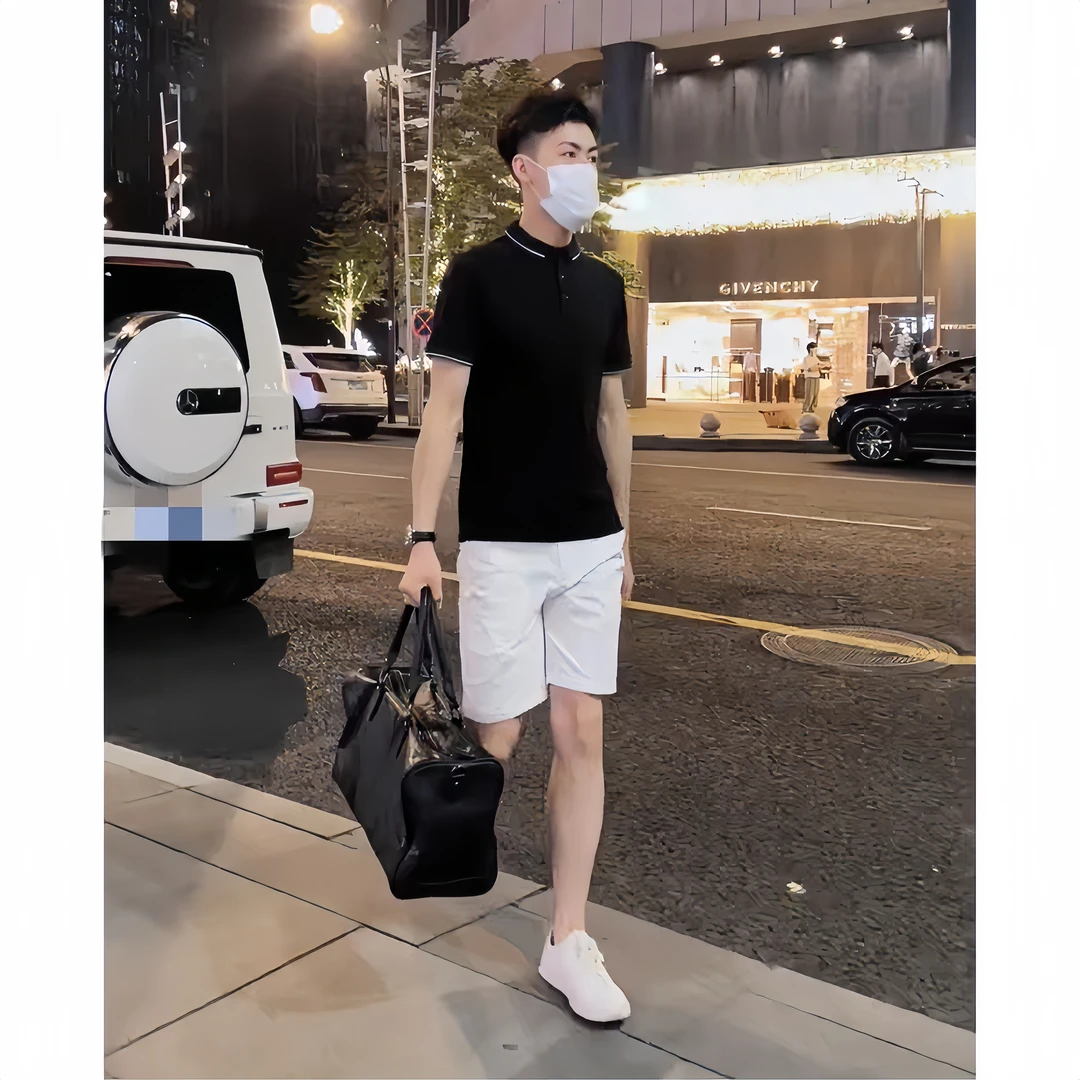 2025夏季新款套装T恤保罗polo衫青年商务休闲男装半袖翻领男薄款