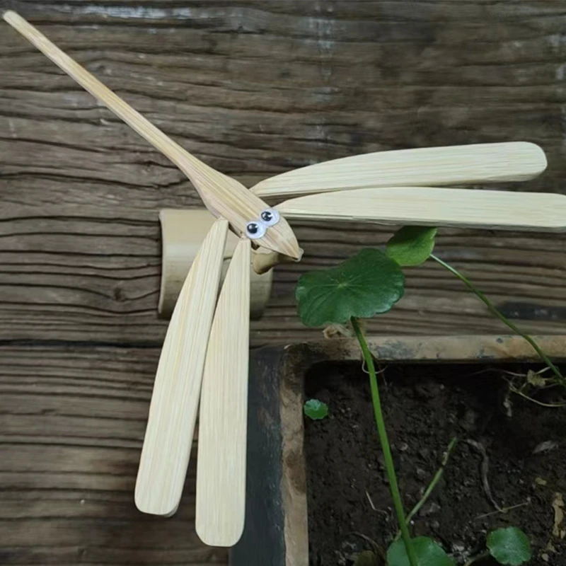 平衡蜻蜓手工头青竹枝小玩具解压神器小学生手工益智玩具力学原理