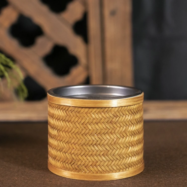 【细物专属】篾编圆柱陶瓷水盂
