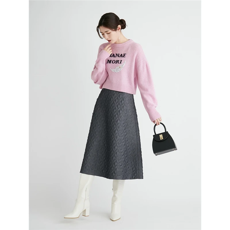 日单 celf0rd 合作款高腰绗缝夹棉喇叭半身裙