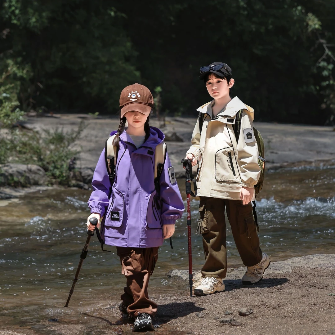 滴滴巴巴亲子童装男女童时尚户休闲工装风户外防风耐磨外套DC520