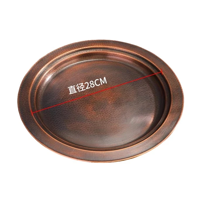 纯铜火锅配件纯铜底盘纯铜汤勺漏勺纯铜压火盖拔火罐防烫托盘加厚