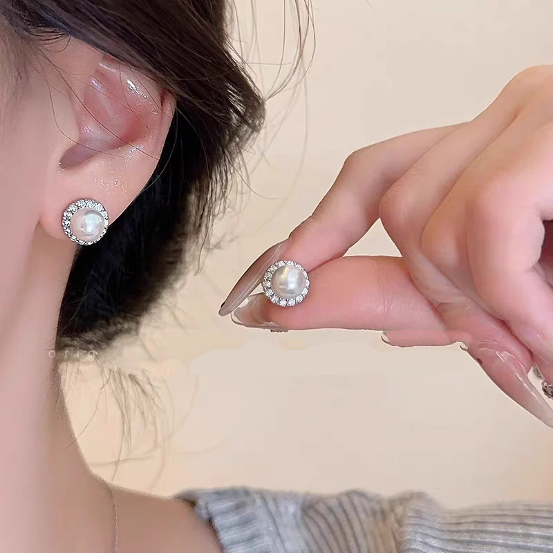 天然淡水珍珠防过敏太阳花耳钉气质小众高级感耳饰女轻奢法式耳环