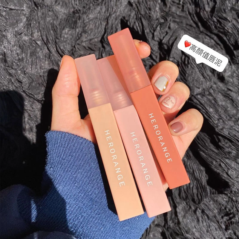 HERORANGE调色日记小方管唇泥高颜值丝绒雾面唇釉不沾杯口红ins