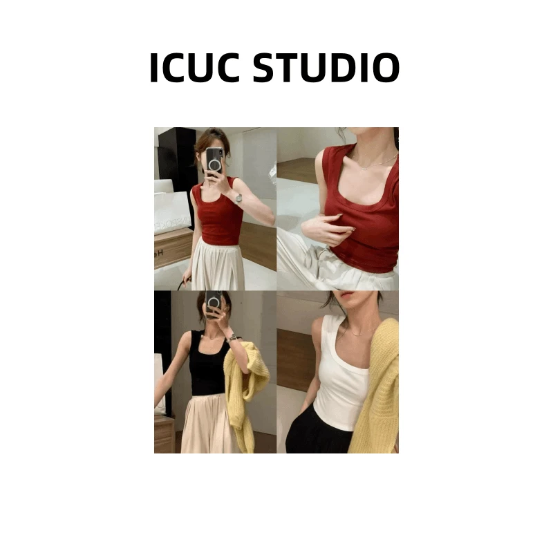 ICUC定制-【纯色显瘦遮副乳方领背心】秋季新款韩版百搭可外穿063-1