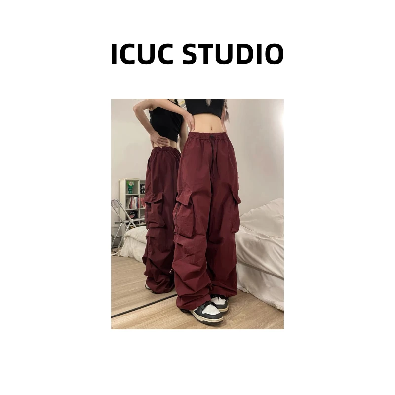 ICUC定制-早秋新款时尚气质宽松嘻哈直筒束脚工装裤1708