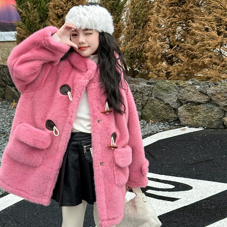 女童冬装外套2024新款女大童加厚仿皮草大衣冬款女宝外套洋气时髦
