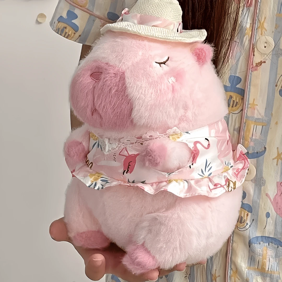 夏日沙滩派对水豚卡皮巴拉毛绒玩偶公仔可爱布娃娃送女友生日礼物