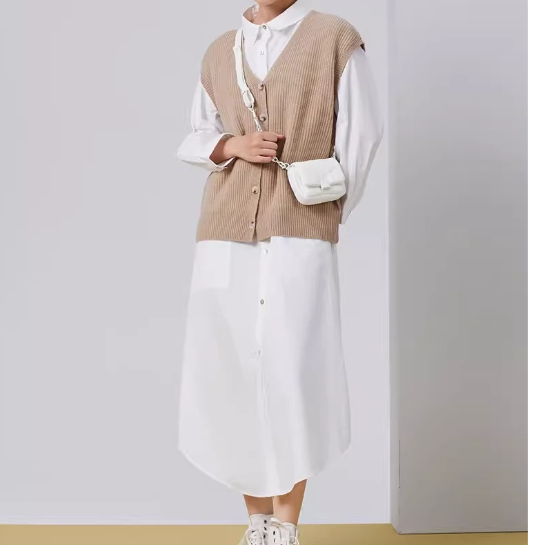 秋冬小众复古衬衫领职业收腰OL风设计感连衣裙女G870