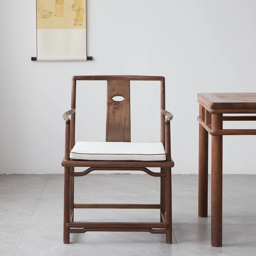 新中式仿古实木老榆木榫卯海棠椅茶桌客椅餐厅会所茶椅休闲椅高档