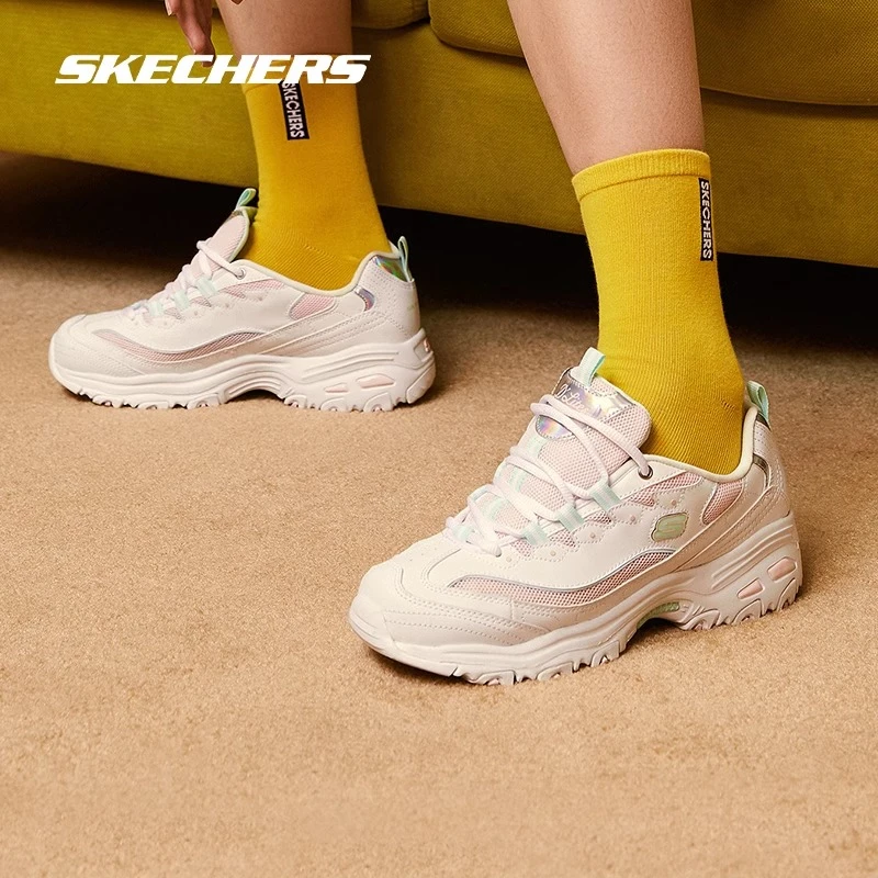 Skechers斯凯奇小甜豆老爹鞋网面透气舒适情侣运动小白鞋66666214