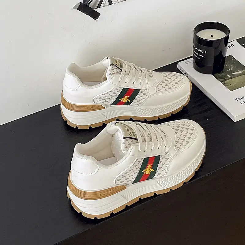 时尚小香风复古女鞋厚底百搭休闲鞋运动鞋小蜜蜂