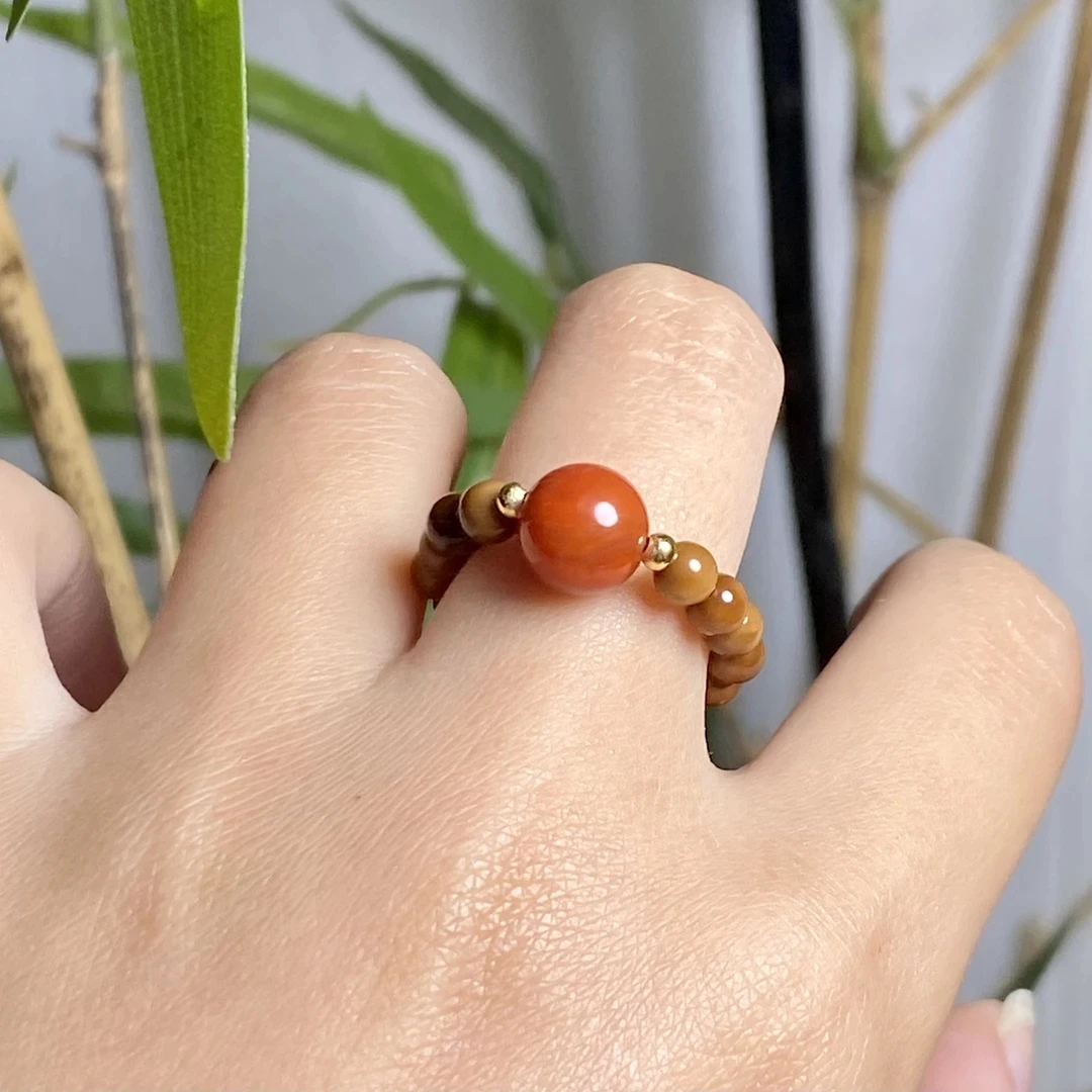 库克菩提红戒指手串手链