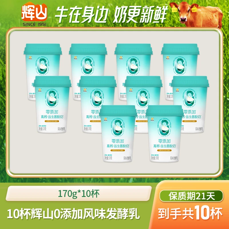 辉山 零添加高钙益生菌酸奶 170g*10杯 低温酸奶