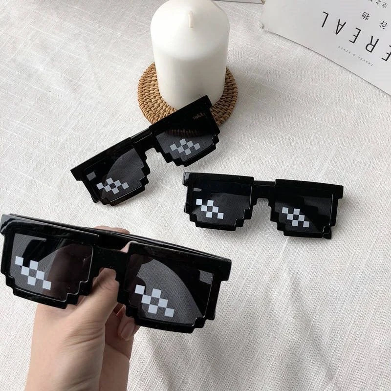 网红ins马赛克眼镜儿童墨镜搞怪眼镜马赛克墨镜像素墨镜眼镜.潮流