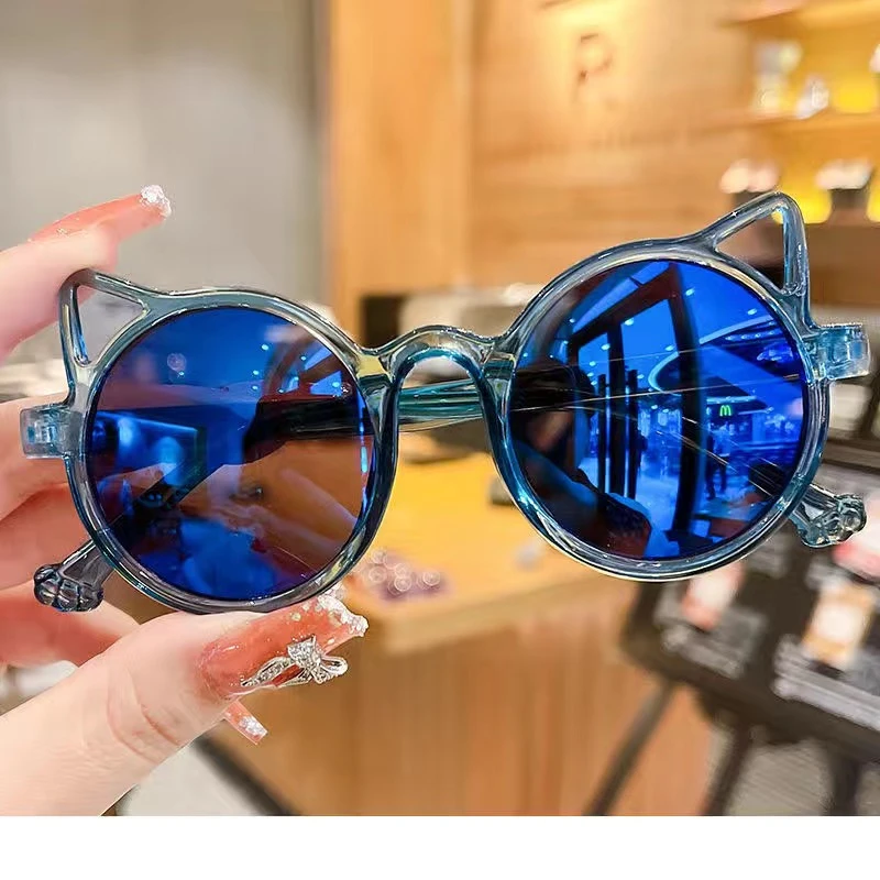 2024新款儿童眼镜遮阳猫耳墨镜潮流宝宝拍照道具可爱卡通百搭个性