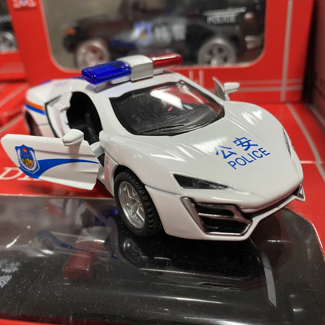 【双开门警车】1:36合金车汽车回力玩具