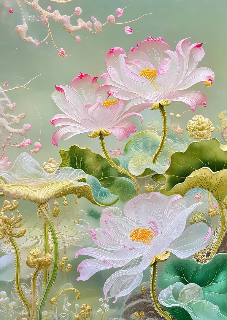 8542荷花60*80大格四股线绣