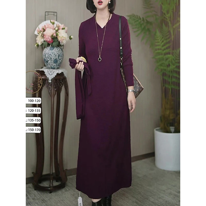 秋冬新款宽松遮肉显瘦减龄提花长裙端庄优雅阔太太大码连衣裙