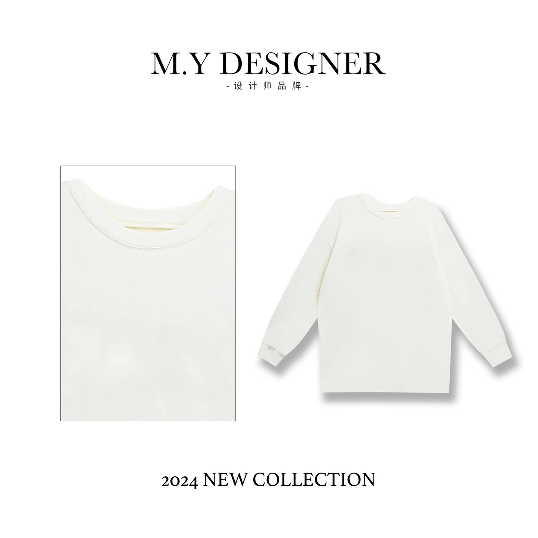 M.Y媛总 2024秋季新款针织衫亚麻T恤休闲百搭时尚宽松套头1LY466