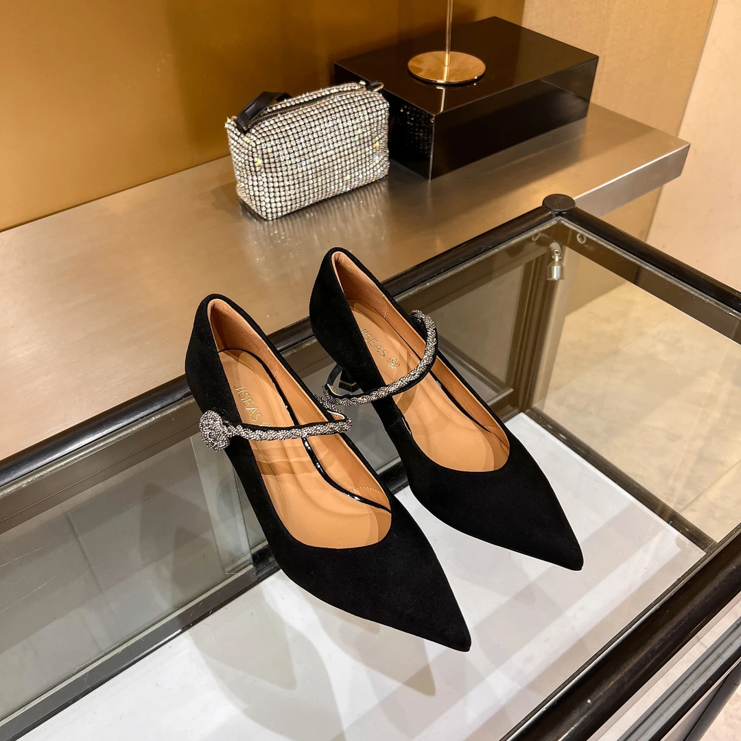 JISEAS/捷熙2024气质法式尖头高跟百搭玛丽珍13C1023