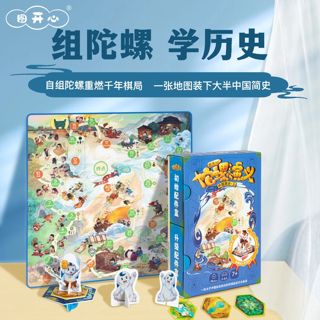 图开心陀螺演义中国简史儿童桌游学历史DIY配件沉浸式走棋多人