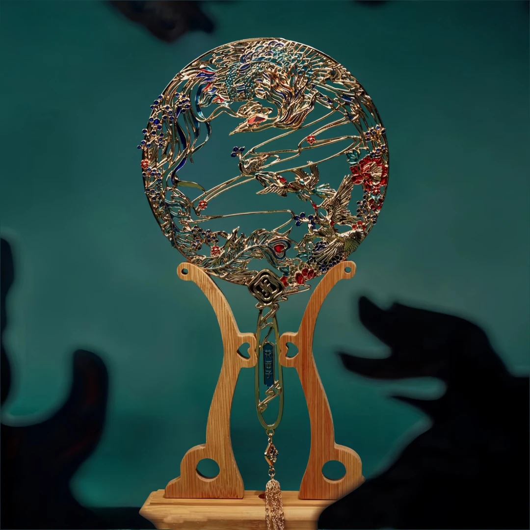 花西子百鸟朝凤镂雕宫扇送礼订婚礼物装饰工艺品