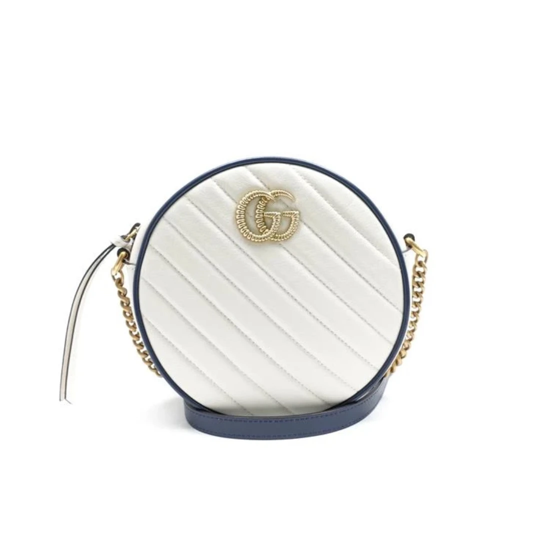 95新 GUCCI/古驰 圆饼女士斜挎链条包
