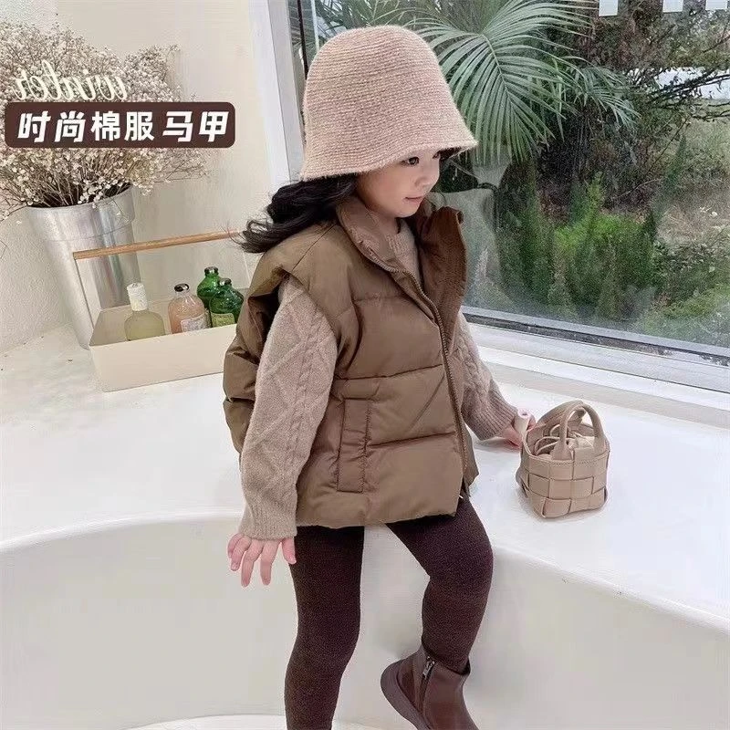 女童棉马甲2023秋冬棉衣女宝宝洋气坎肩背心外穿儿童冬款无袖棉服