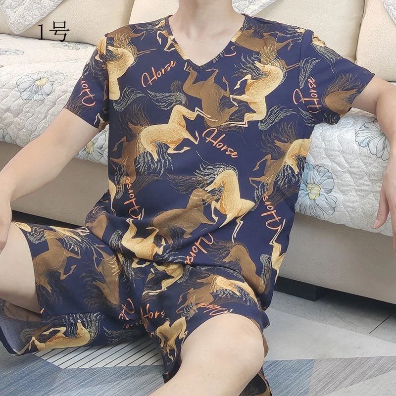 2025新款男士人造棉绸家居服男高档夏季薄款潮流夏天青少年睡衣男