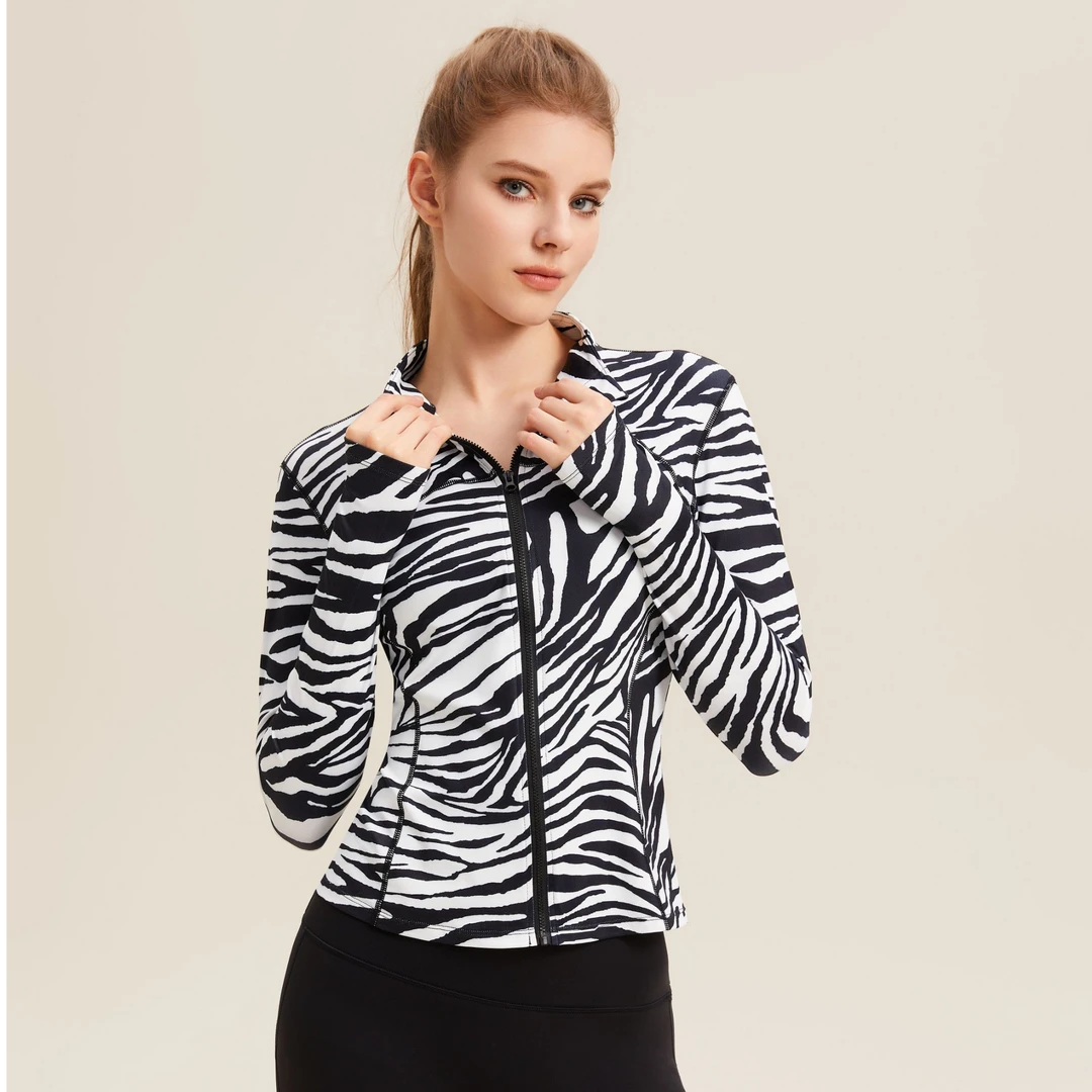 【爆款】运动跑步健身外套瑜伽修身裸感弹力舒适长袖休闲斑外套女