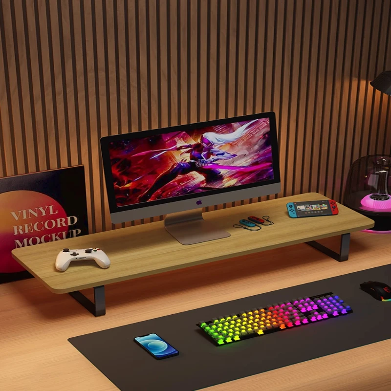 电脑增高架显示器底座抬高架实木笔记本托架桌面支架办公桌置物架