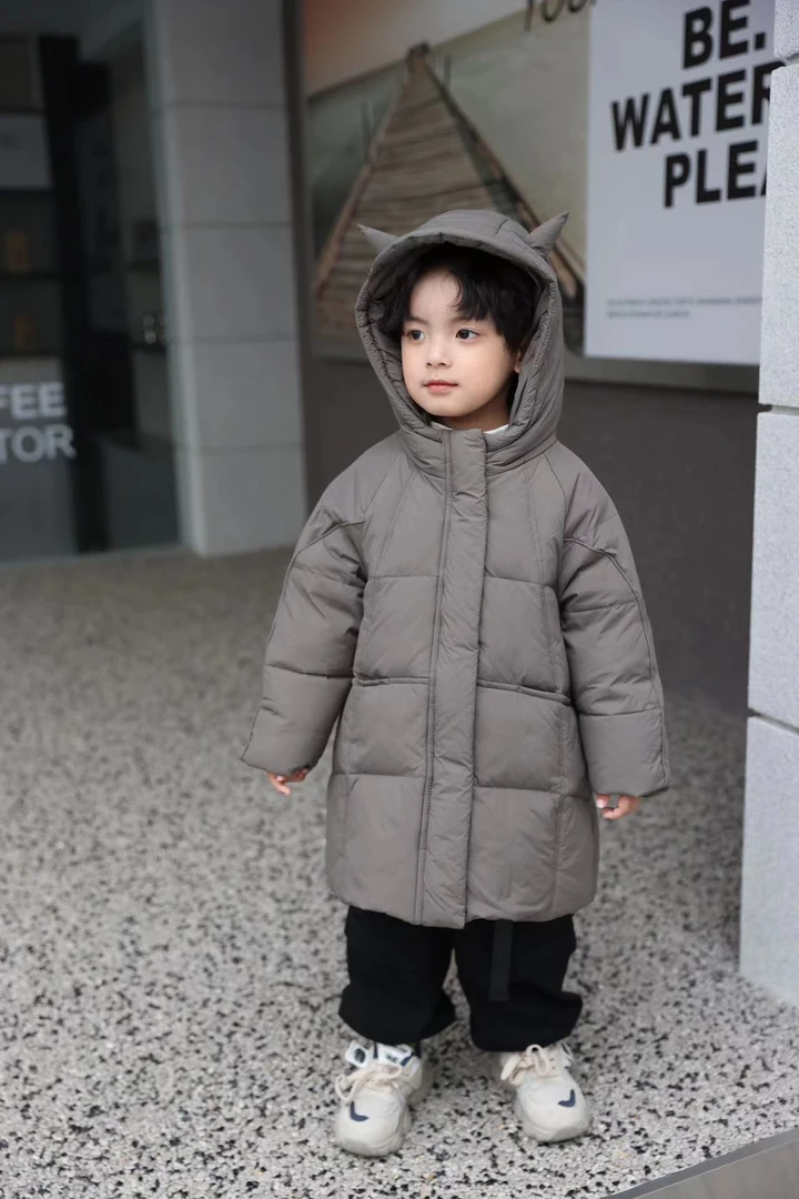 儿童羽绒服中长款男女宝连帽冬季保暖外套2024新款洋气韩版小童