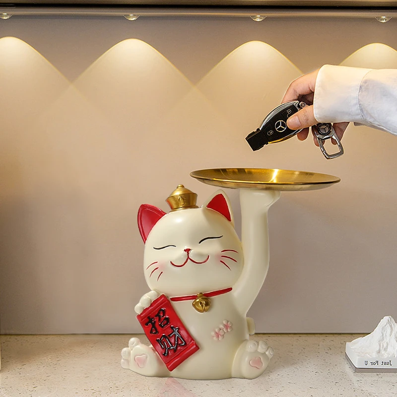 创意招财猫钥匙收纳摆件玄关入户家居装饰品乔迁新居开业送人礼物