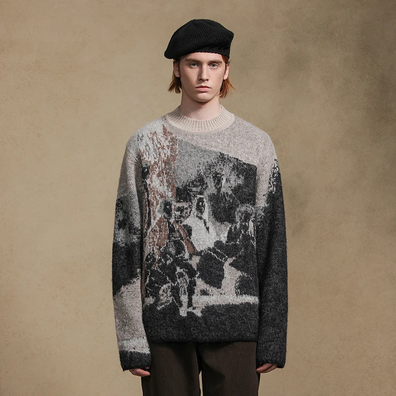 J.D.V2024秋季新品商场同款黑色提花毛衣宽松针织衫上衣WOT4210