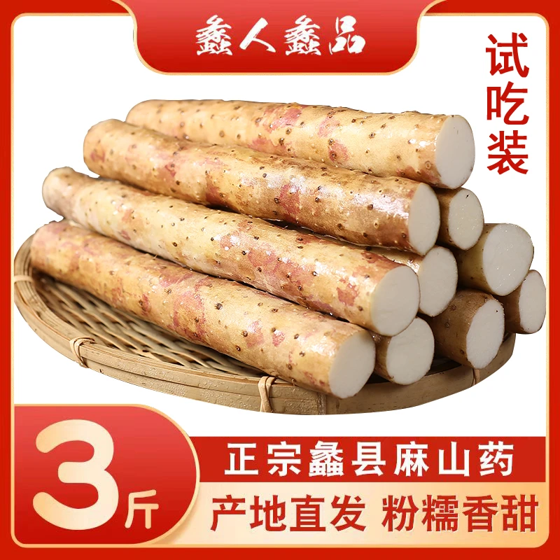 绿色认证蠡县麻山药精品小白嘴山药3斤特惠装30+现发粉糯产地直达
