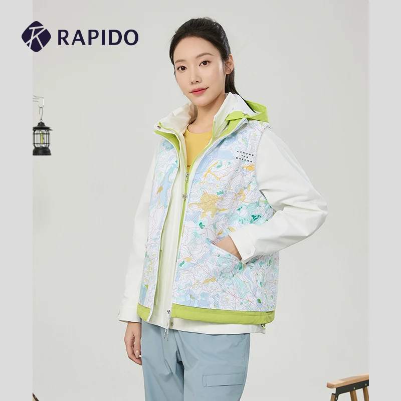RAPIDO雳霹道2024年春季新款女O系列印花三合一棉服外套CP4Z38O36