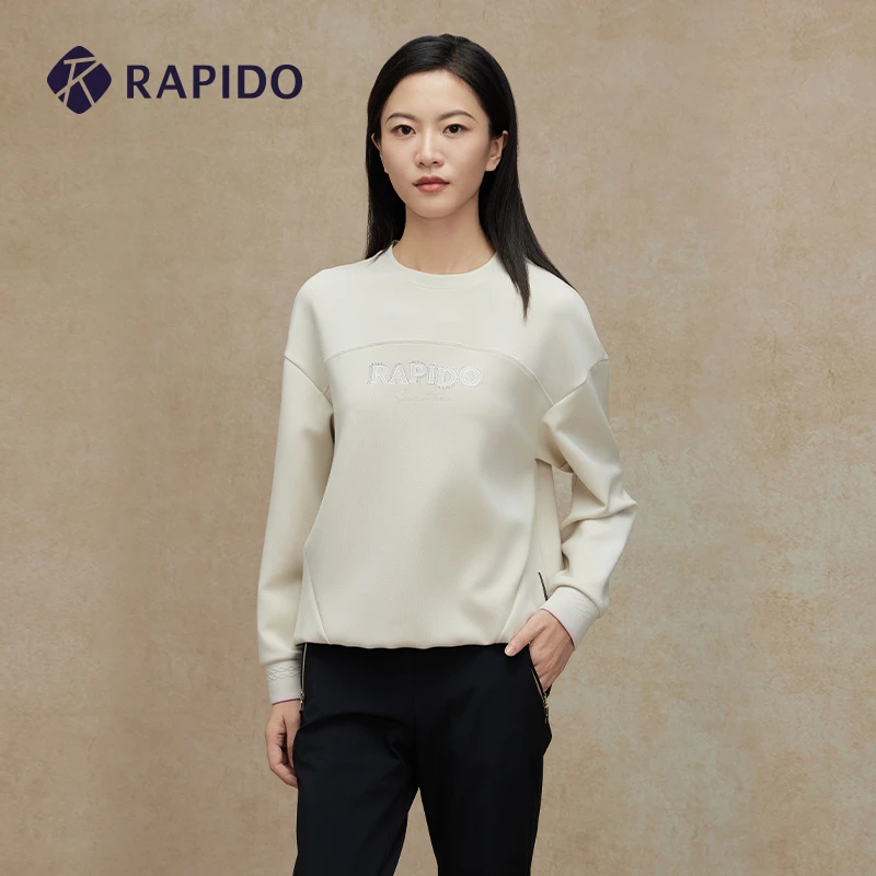 RAPIDO雳霹道2024年早秋新款女士R系列花苞下摆圆领卫衣CP4741U02