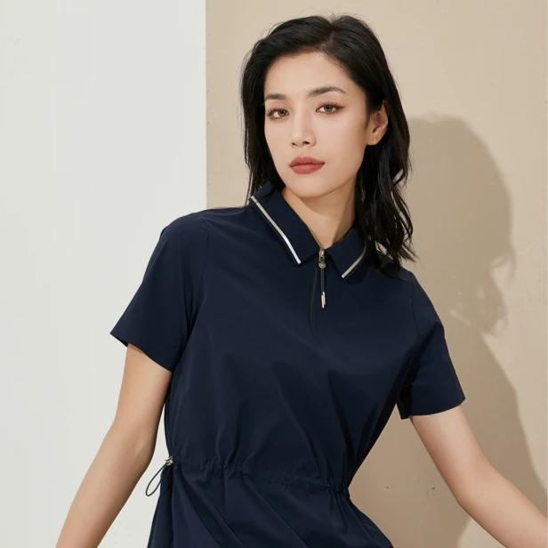 RAPIDO雳霹道2023新品女装RLINE商务休闲领收腰POLO衫CP3342U01