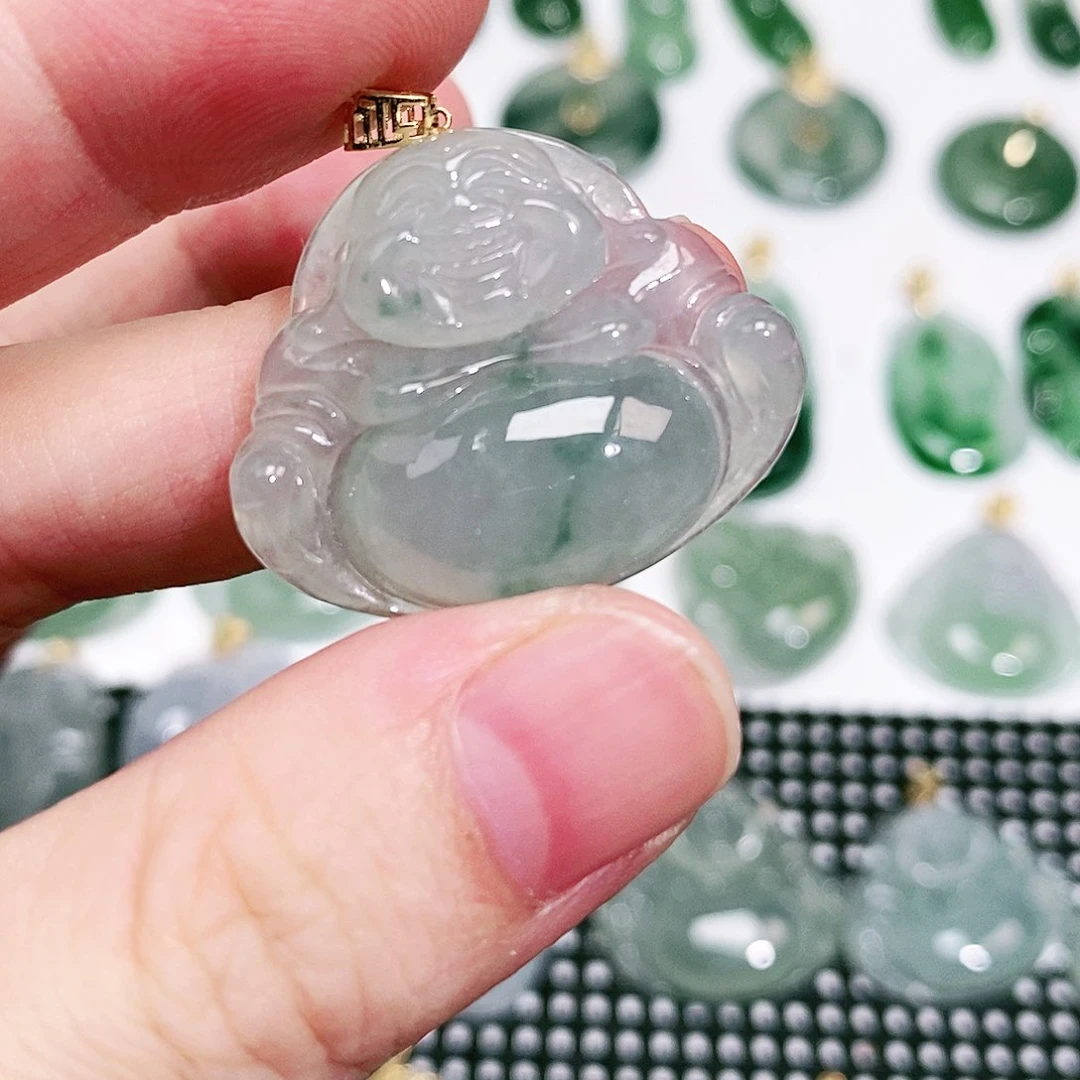 翡翠吊坠(不含链)18K金镶嵌