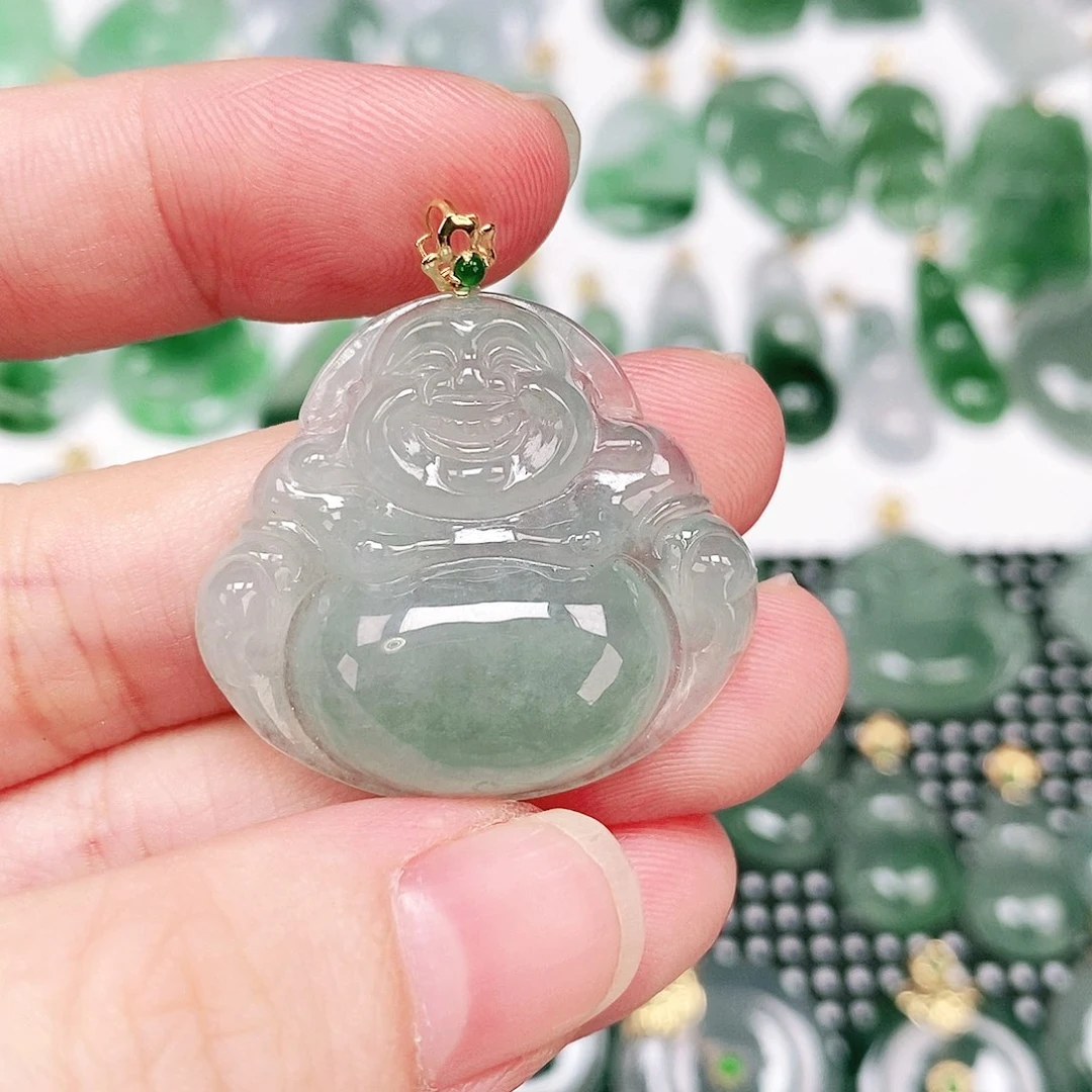 翡翠吊坠(不含链)18K金镶嵌